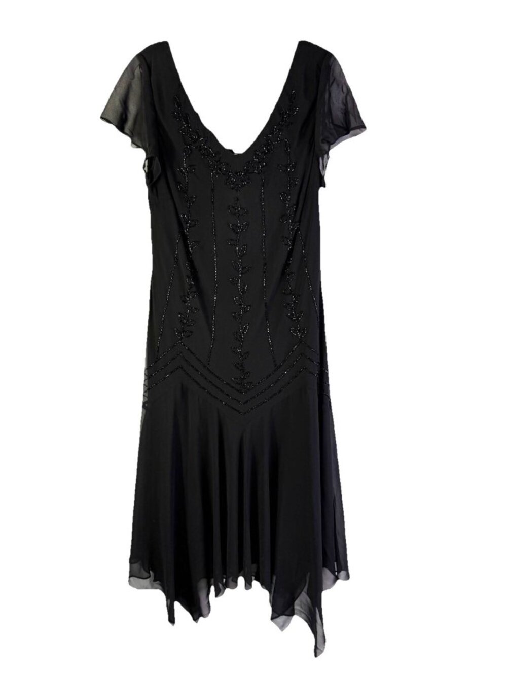 Vintage Y2K Black Bias Flounce Slip Dress Whisigoth Witchy